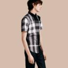 Burberry Burberry Short-sleeved Check Cotton Shirt, Size: Xxl, Black