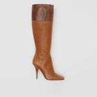 Burberry Burberry Embossed Leather Panelled Boots, Size: 38, Brown