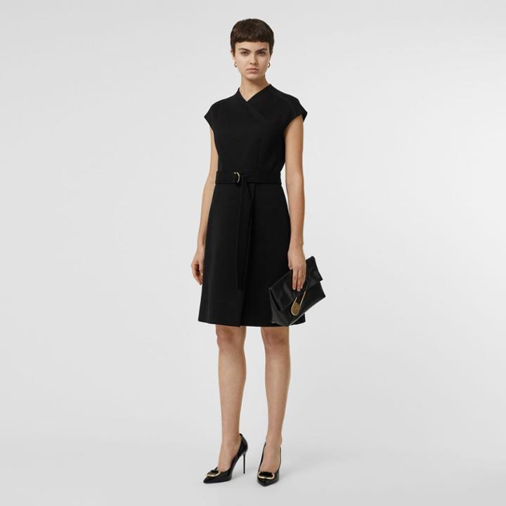 Burberry Burberry D-ring Detail Bonded Jersey Dress, Size: 02, Black