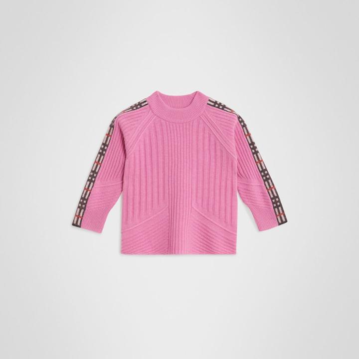 Burberry Burberry Childrens Check Detail Wool Cashmere Sweater, Size: 14y, Pink