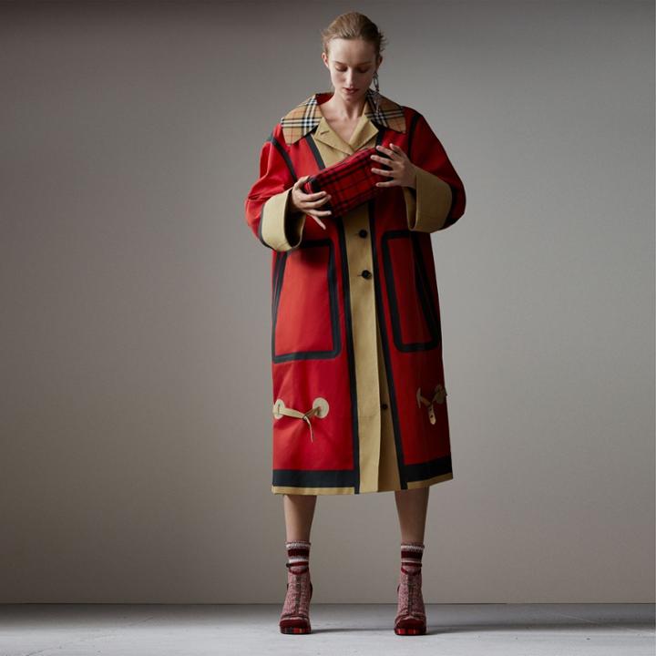 Burberry Burberry Bonded Cotton Oversized Seam-sealed Car Coat, Size: 04, Red