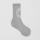 Burberry Burberry Logo Graphic Intarsia Technical Stretch Cotton Socks, Grey