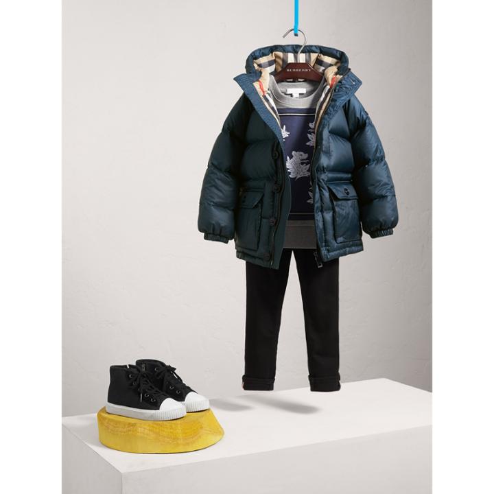 Burberry Burberry Shower-resistant Hooded Puffer Jacket, Size: 14y, Blue