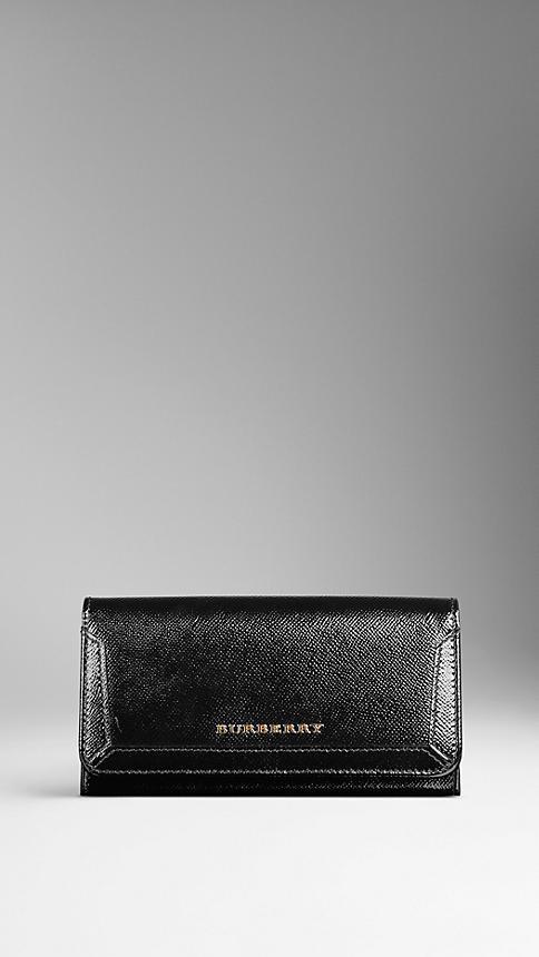 Burberry Patent London Leather Continental Wallet
