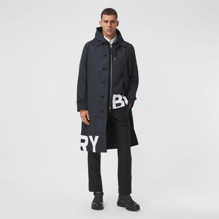 Burberry Burberry Logo Print Nylon Car Coat, Size: 34, Black