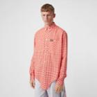 Burberry Burberry Cut-out Hem Gingham Cotton Oversized Shirt, Size: L, Red