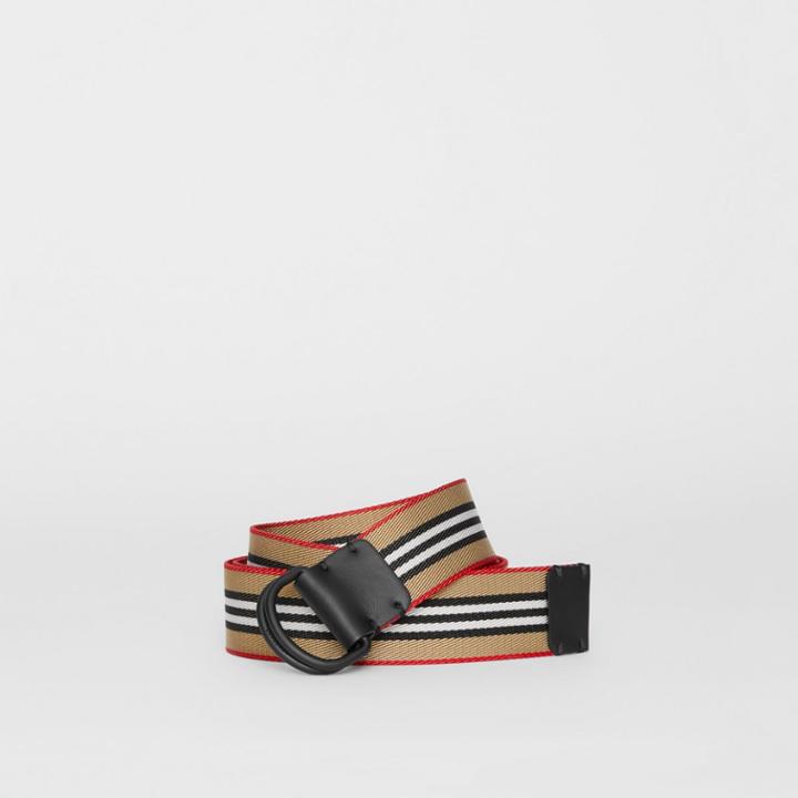 Burberry Burberry Icon Stripe Double D-ring Belt, Size: 90, Beige