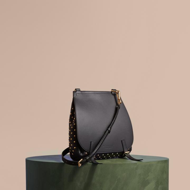 Burberry Burberry The Small Bridle Bag In Riveted Leather, Black