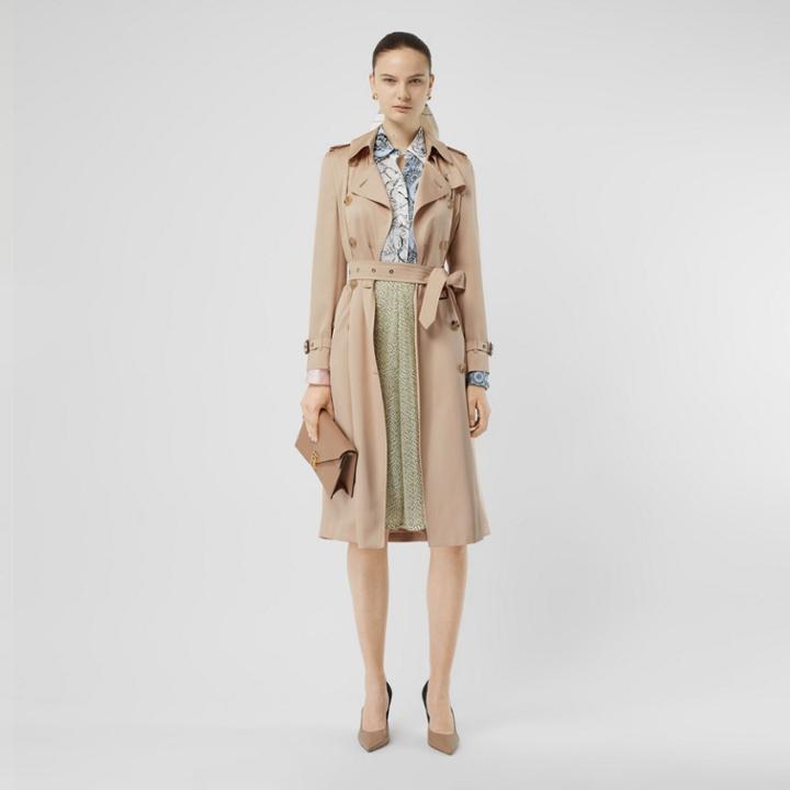 Burberry Burberry Silk Satin Trench Coat, Size: 00, Pink