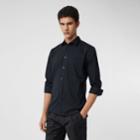 Burberry Burberry Embroidered Logo Cotton Blend Shirt, Blue
