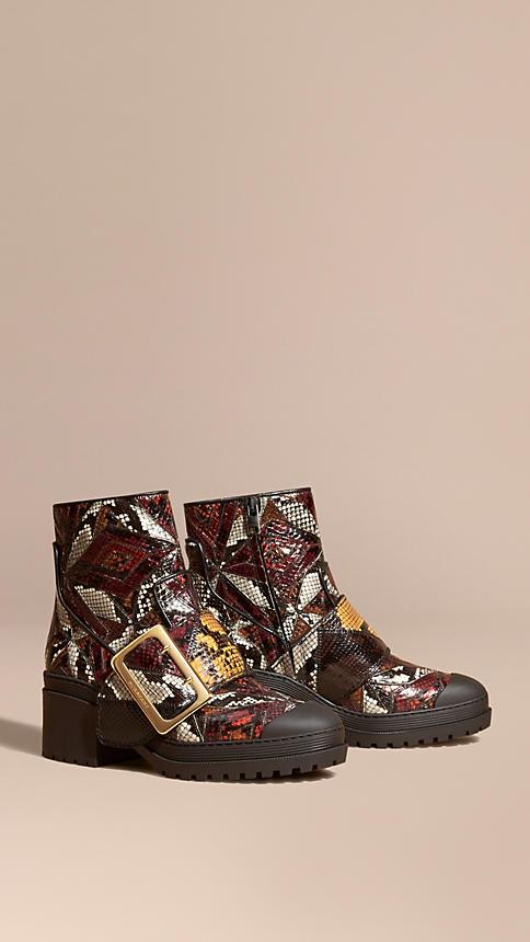 Burberry The Buckle Boot In Snakeskin