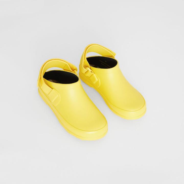 Burberry Burberry Childrens Check Detail Rubber Sandals, Size: 27, Yellow