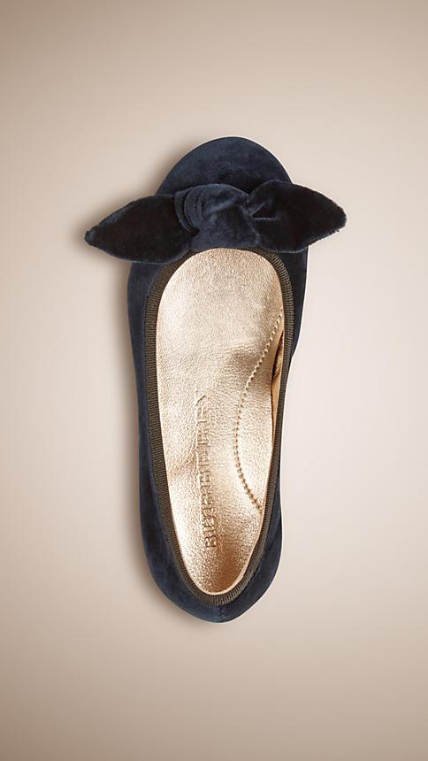 Burberry Bow Detail Velvet Ballerinas