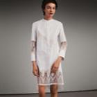 Burberry Burberry Lace Cutwork Cotton Shirt Dress, Size: 14, White