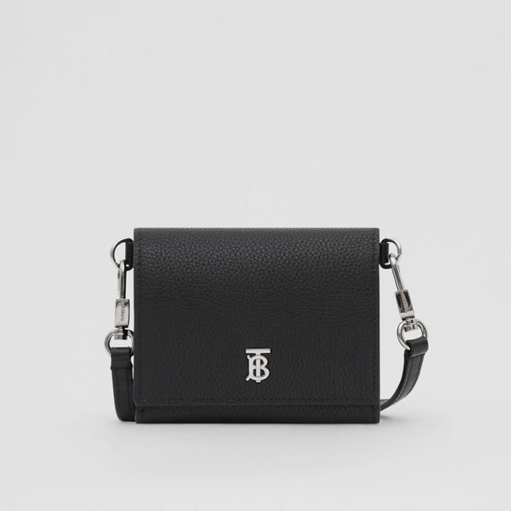 Burberry Burberry Small Grainy Leather Wallet With Detachable Strap, Black
