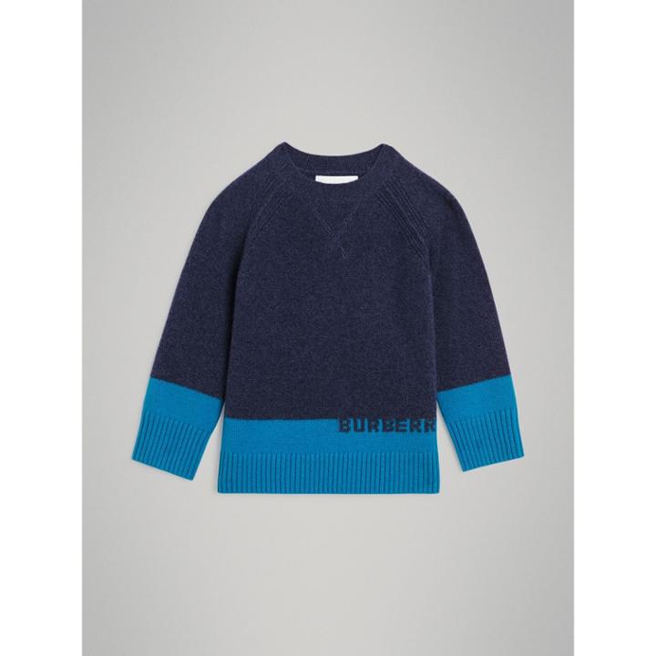Burberry Burberry Logo Intarsia Cashmere Sweater, Size: 6y