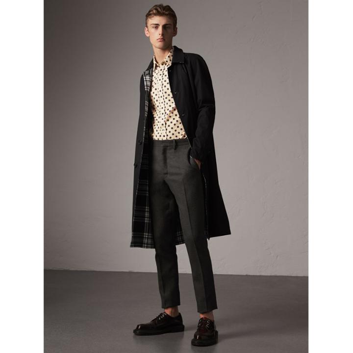 Burberry Burberry Reversible Gabardine And Tartan Wool Car Coat, Size: 52