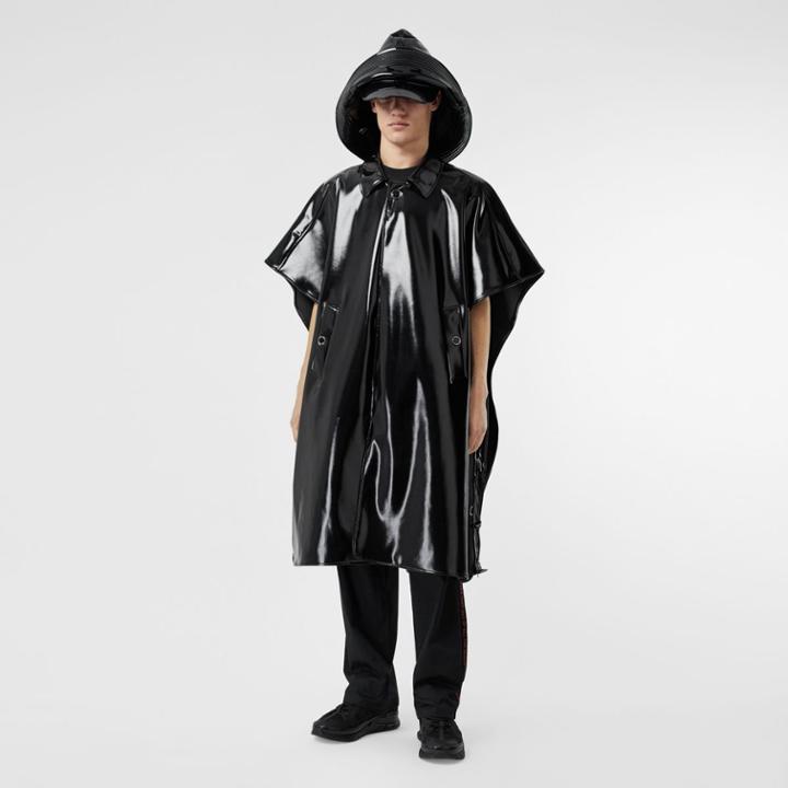 Burberry Burberry Vinyl Belted Cape, Size: S/m, Black