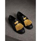 Burberry Burberry Contrast Kiltie Fringe Leather Loafers, Size: 42, Yellow