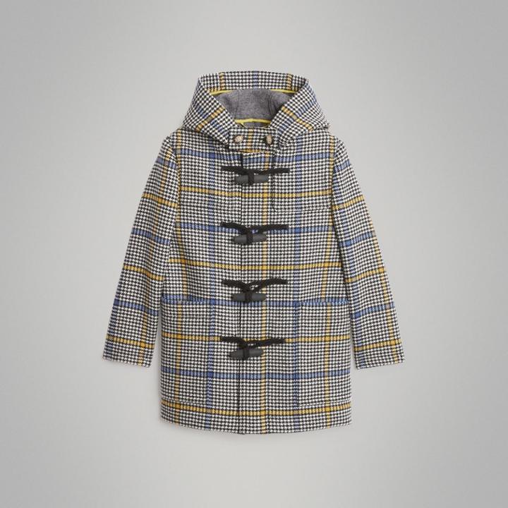 Burberry Burberry Childrens Houndstooth Check Wool Cashmere Duffle Coat, Size: 12y, White
