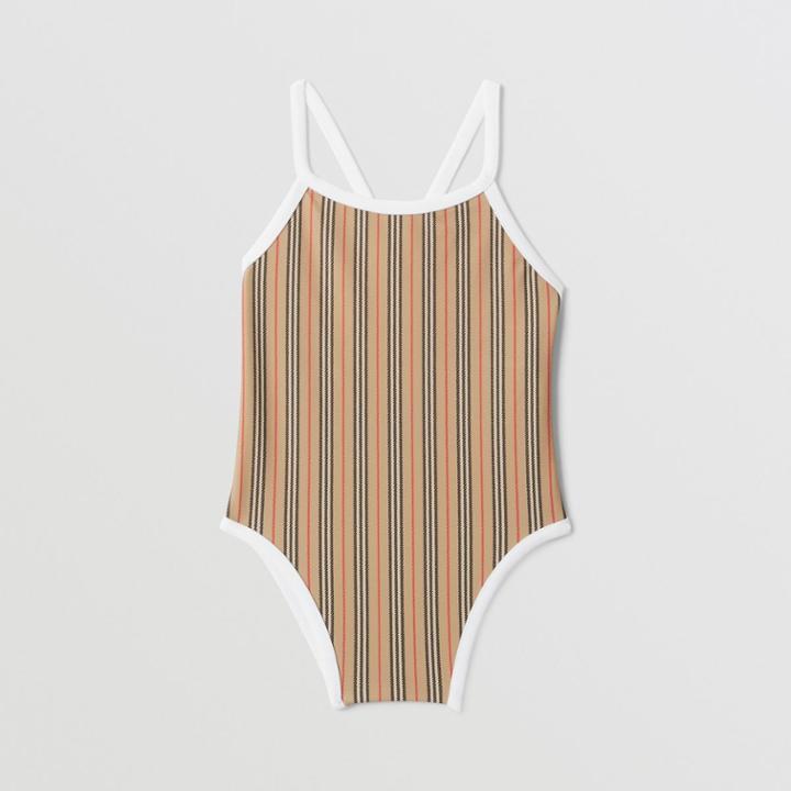 Burberry Burberry Childrens Icon Stripe Recycled Nylon Swimsuit, Size: 12m