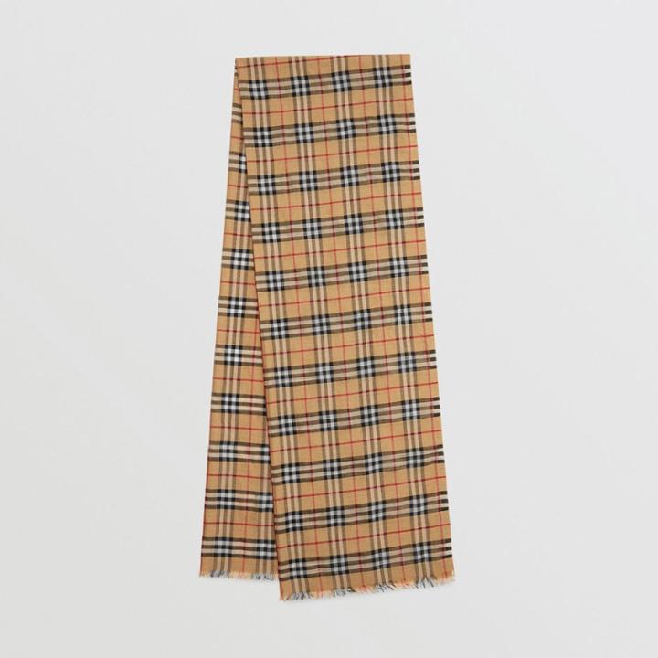 Burberry Burberry Metallic Vintage Check Wool Silk Blend Scarf