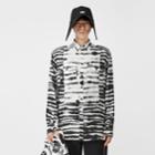 Burberry Burberry Contrast Bib Watercolour Print Twill Oversized Shirt, Size: M, Grey