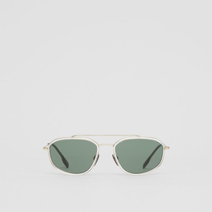 Burberry Burberry Gold-plated Geometric Navigator Sunglasses, White