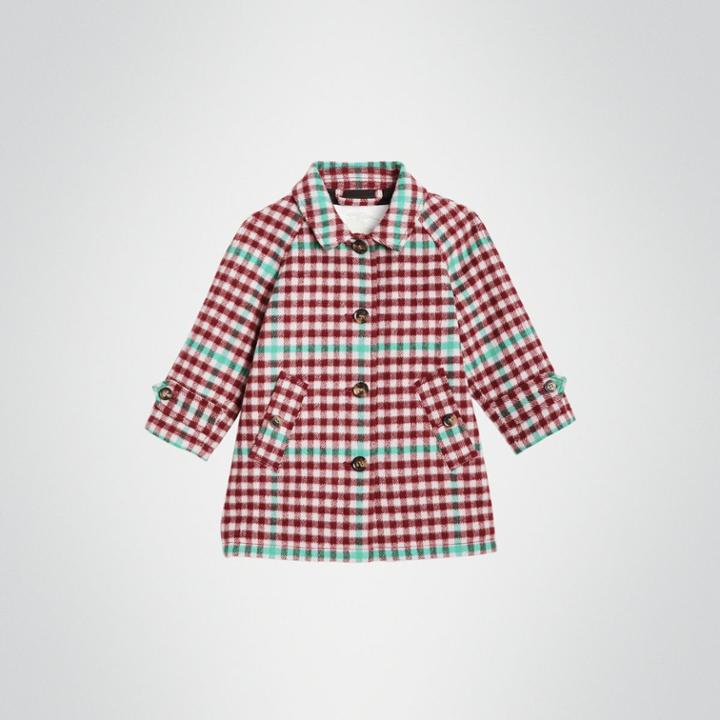 Burberry Burberry Childrens Check Wool Car Coat, Size: 12m, Pink