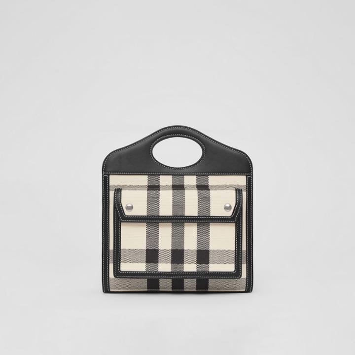 Burberry Burberry Mini Check Canvas And Leather Pocket Bag