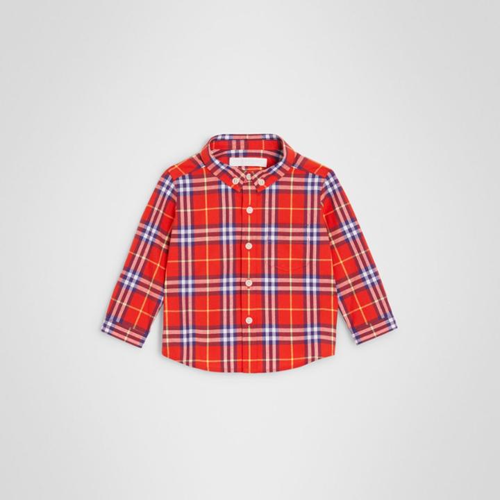 Burberry Burberry Childrens Button-down Collar Check Cotton Shirt, Size: 2y, Red