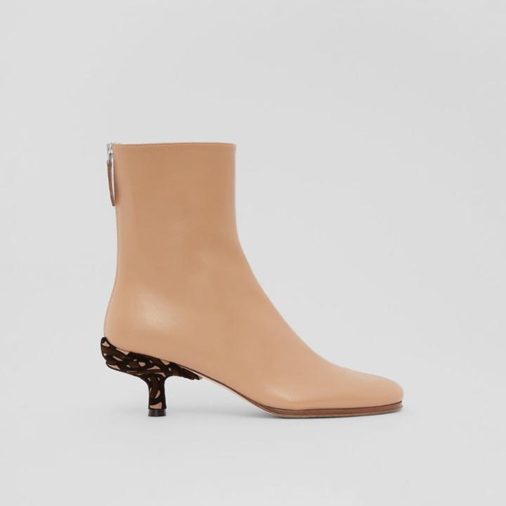 Burberry Burberry Monogram Detail Lambskin Kitten-heel Boots, Size: 36