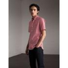 Burberry Burberry Short-sleeve Button-down Collar Cotton Gingham Shirt, Red