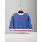 Burberry Burberry Striped Hem Embroidered Cotton Jersey Sweatshirt, Size: 12y, Blue
