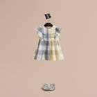 Burberry Burberry Ruffle Detail Check Cotton Dress, Size: 3y, Yellow