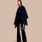 Burberry Wool Cashmere Blend Poncho With Contrast Detail