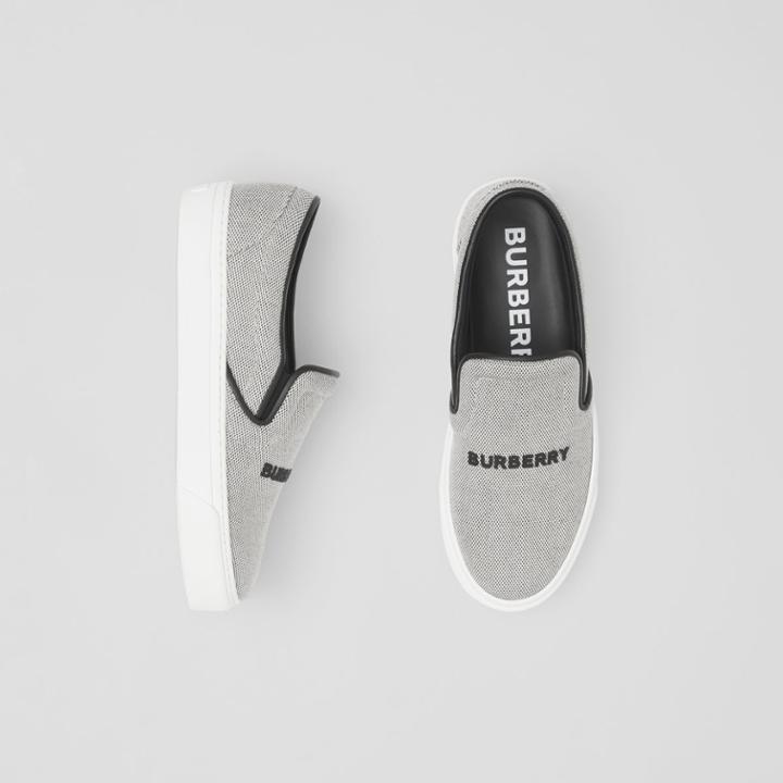 Burberry Burberry Bio-based Sole Canvas And Leather Slip-on Sneakers, Size: 37