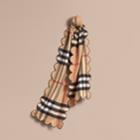 Burberry Burberry Scalloped Check Cashmere Scarf, Brown
