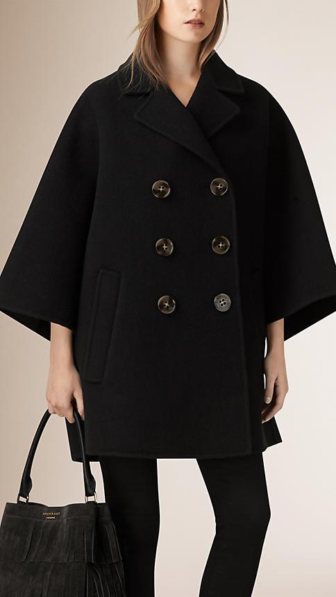 Burberry Prorsum Double-breasted Wool Poncho Coat