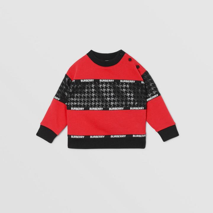 Burberry Burberry Childrens Houndstooth Check Panel Cotton Sweatshirt, Size: 2y, Red