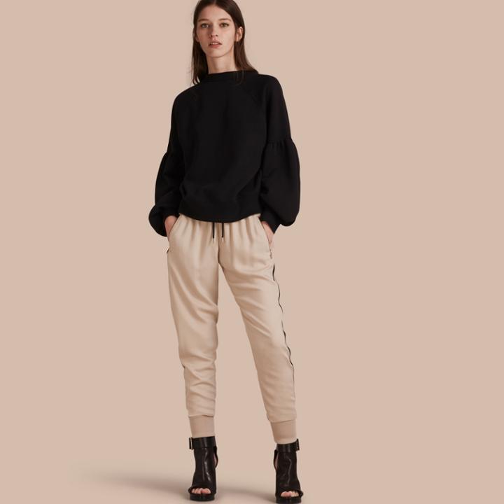 Burberry Burberry Zip Detail Jersey Sweat Pants, Size: 14, Beige