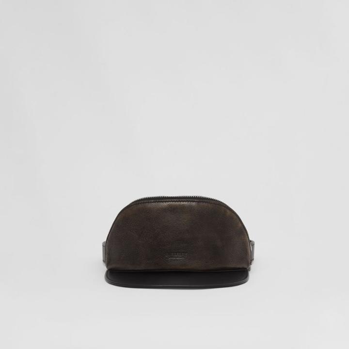 Burberry Burberry Leather Visor With Detachable Zip Pocket, Size: M