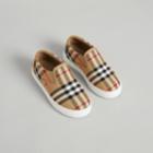 Burberry Burberry Vintage Check And Leather Slip-on Sneakers, Size: 27