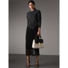 Burberry Burberry Rib Knit Detail Cashmere Asymmetric Sweater, Grey