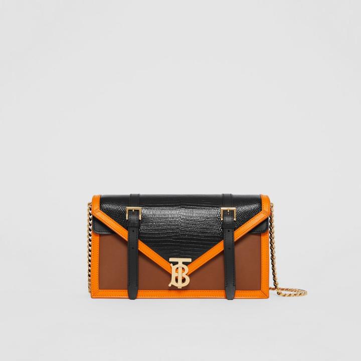 Burberry Burberry Small Embossed Leather Tb Envelope Clutch, Tan