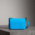 Burberry Burberry Small Embossed Neon Leather Messenger Bag, Blue