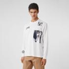 Burberry Burberry Long-sleeve Montage Print Cotton Top, White