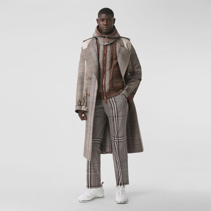 Burberry Burberry Check Technical Wool Tailored Trousers, Size: 46, Brown