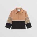 Burberry Burberry Childrens Long-sleeve Check Panel Cotton Polo Shirt, Size: 12m