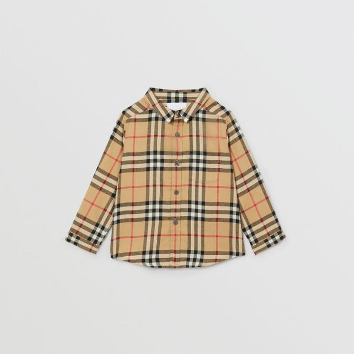 Burberry Burberry Childrens Vintage Check Cotton Flannel Shirt, Size: 2y, Beige